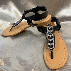 SOHO Kids black and white gem sandals size 1